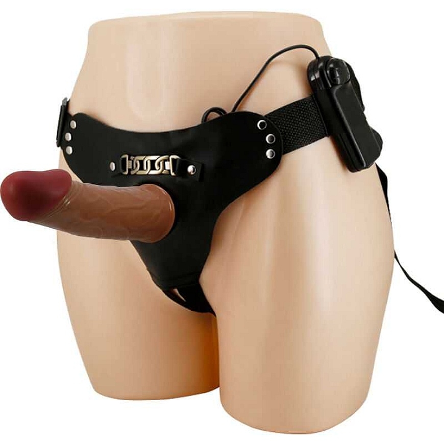 PRETTY LOVE - KELPYNĖS Starks Universal Strap-On Harness 6,9'' Värisevä Dildo Vaaleanruskea