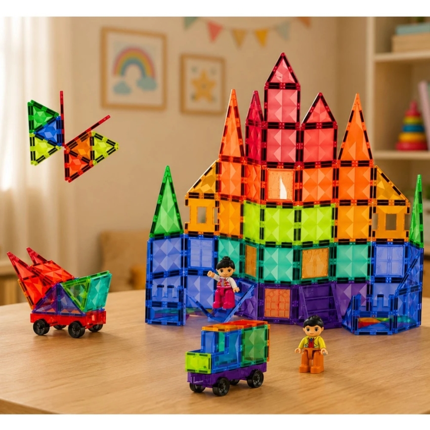 Lean Toys Magneettiset rakennuspalikat 100 kpl. – 5
