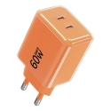 Зарядное устройство Forcell F-Energy Crystal Color | 60W | GaN, PPS | USB-C | с кабелем USB-C на USB-C в комплекте | оранжевое