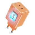 Forcell F-Energy Crystal Color matkalaite | 60W | GaN, PPS | USB-C | USB-C -kaapeli sisältyy | oranssi Forcell F-Energy Crystal Color matkalaite | 60W | GaN, PPS | USB-C | USB-C -kaapeli sisältyy | oranssi