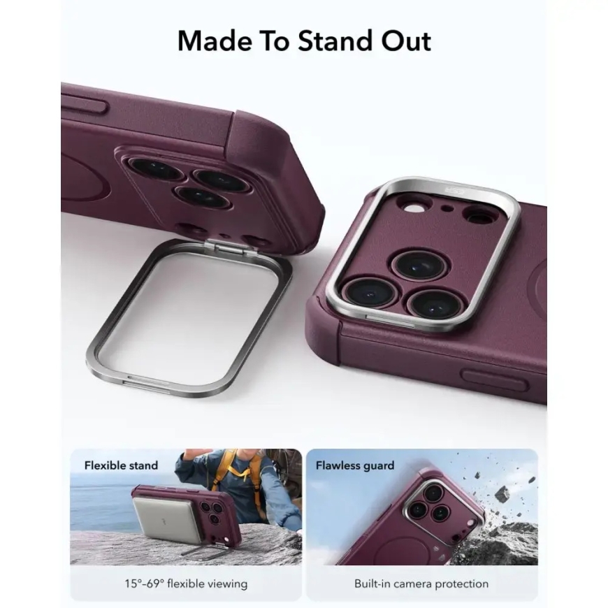 ESR CYBER TOUGH KICKSTAND MAGSAFE IPHONE 17 PRO / 18 PRO SYVÄ BURGUND – 4