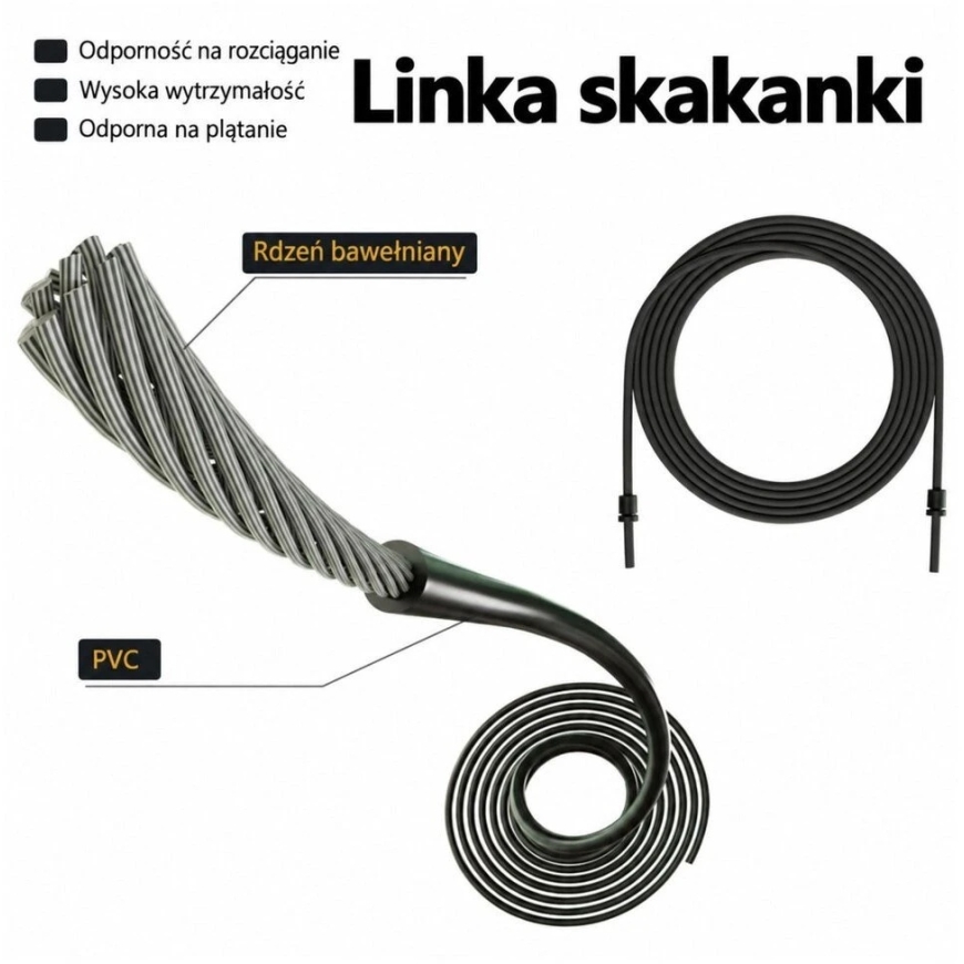 Lean Toys Hüppeköis reguleeritava pikkuse ja laagritega, must ja kuldne, 3 m – 5
