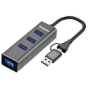 "HUB USB PremiumCord PremiumCord" sadalītājs 5G "SuperSpeed", USB-C, USB-A un 4 USB-A 3.2 Gen 1 "HUB USB PremiumCord PremiumCord" sadalītājs 5G "SuperSpeed", USB-C, USB-A un 4 USB-A 3.2 Gen 1