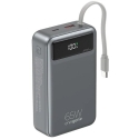 Gembird PB20-PD65-LCD-01 fast charging power bank with integrated cables, 65W, 20000 mAh, black