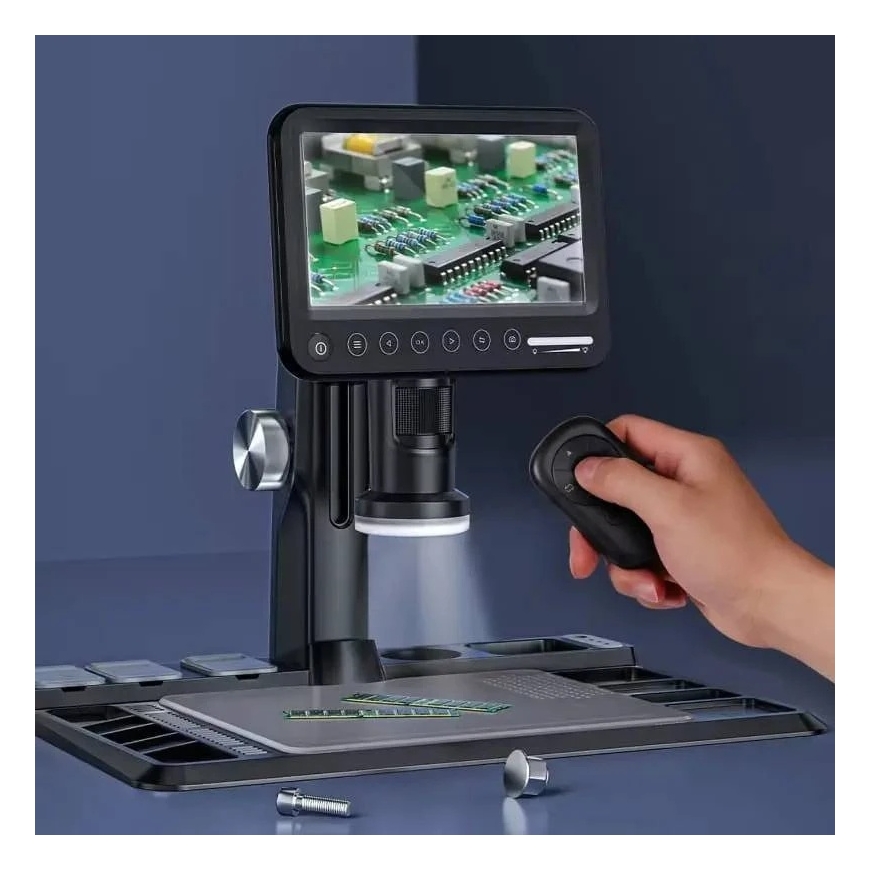 Benetech 318C digitaalimikroskoop - 1600x 12MP 28 LED - HD IPS 10.1'' näyttö + langaton kaukosäädin – 2