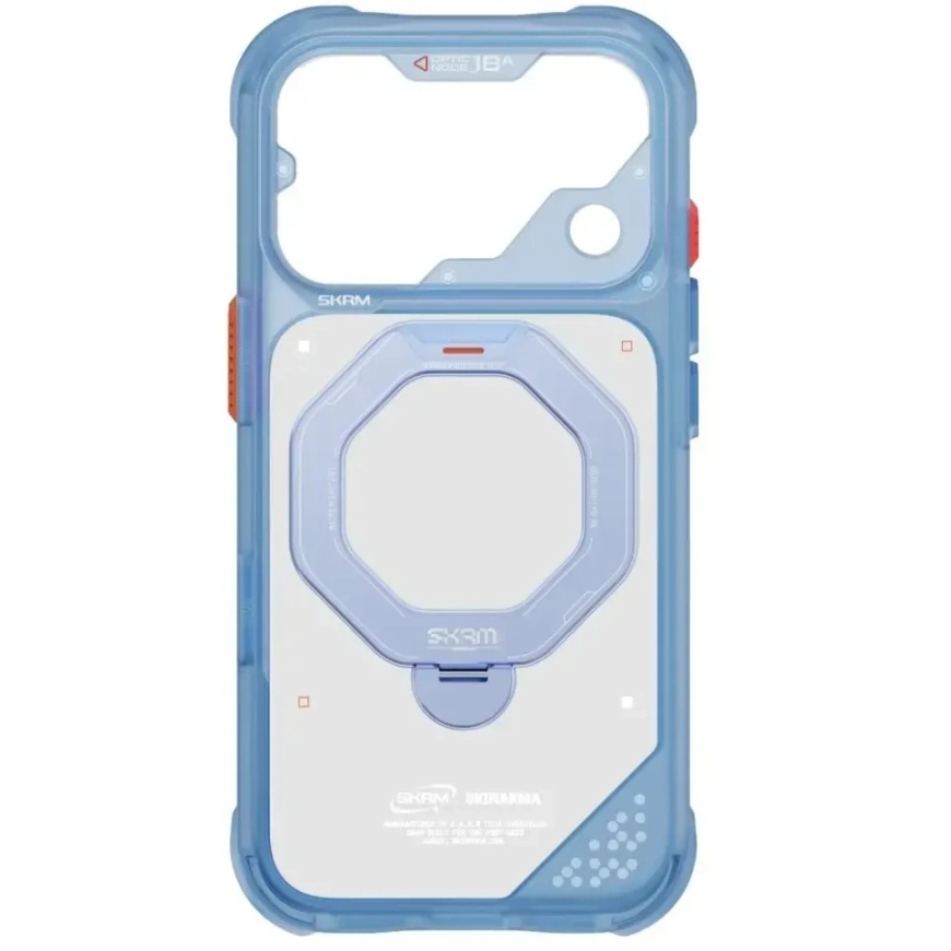 Skinarma Saturn MagSafe apvalks ar rotējošu statīvu, paredzēts iPhone 18 Pro / 17 Pro, zils – 2