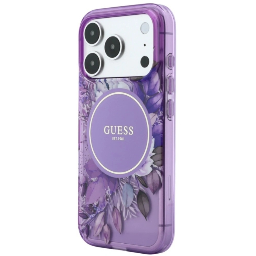 Чехол Guess IML Flowers Pearl Strap для iPhone 18 Pro Max / 17 Pro Max, фиолетовый – 2