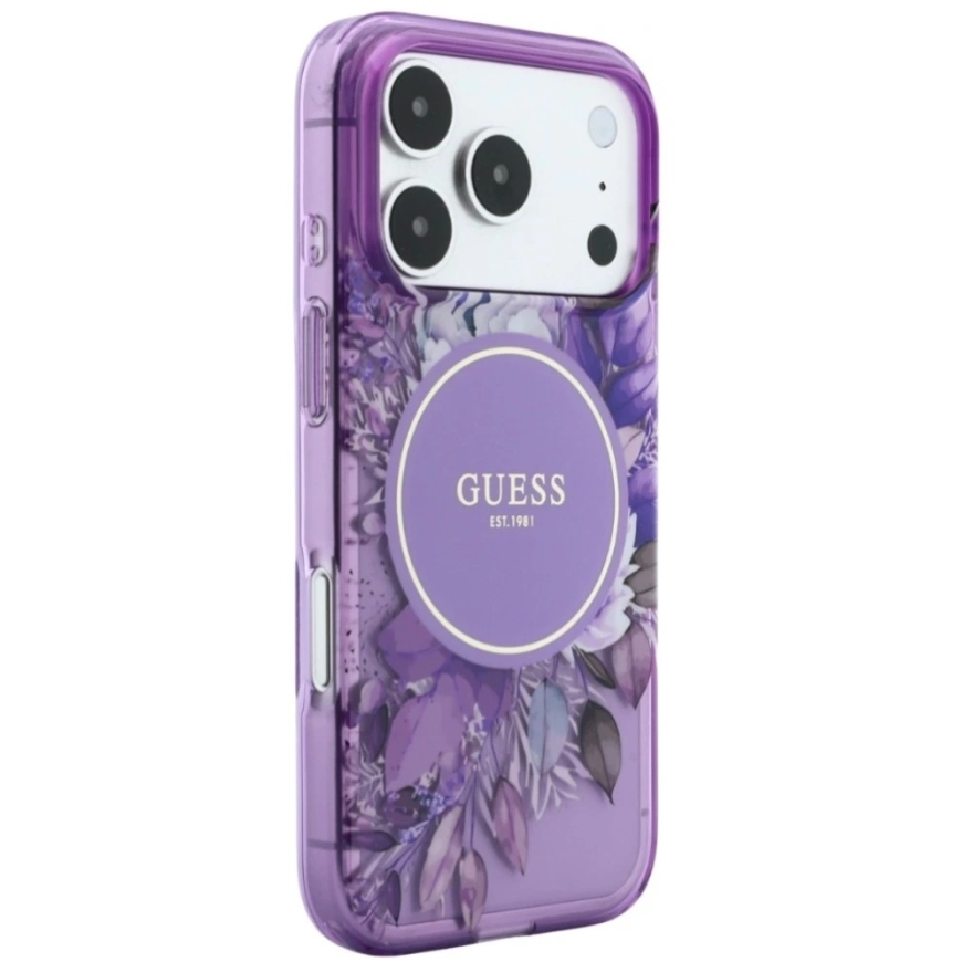 Guess IML Flowers Pearl Strap Case for iPhone 18 Pro Max / 17 Pro Max, purple – 3