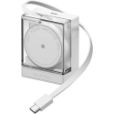 PowerNeed laturi SHARGE Retractable 65 GaN Charger, 65W, 2x USB-C, integroitu USB-C-kaapeli – valkoinen (CDT-SG-65-EUR-CP-BAI)