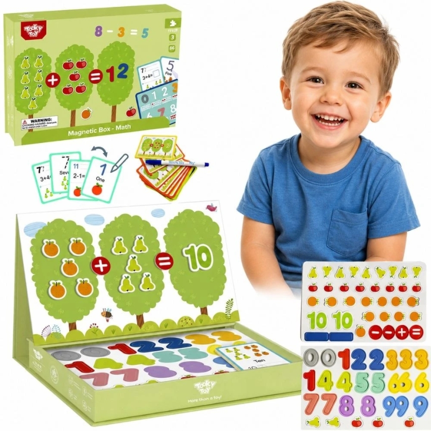 Tooky Toys magneettinen puinen palapeli lapsille, Montessori-hedelmien laskemiseen 81 kpl