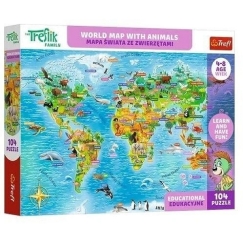 Trefl Puzle Edu 104 Pasaules karte ar dzīvniekiem 15601
