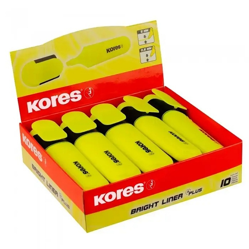 Teksta marķieris KORES BRIGHT LINER dzeltens – 2