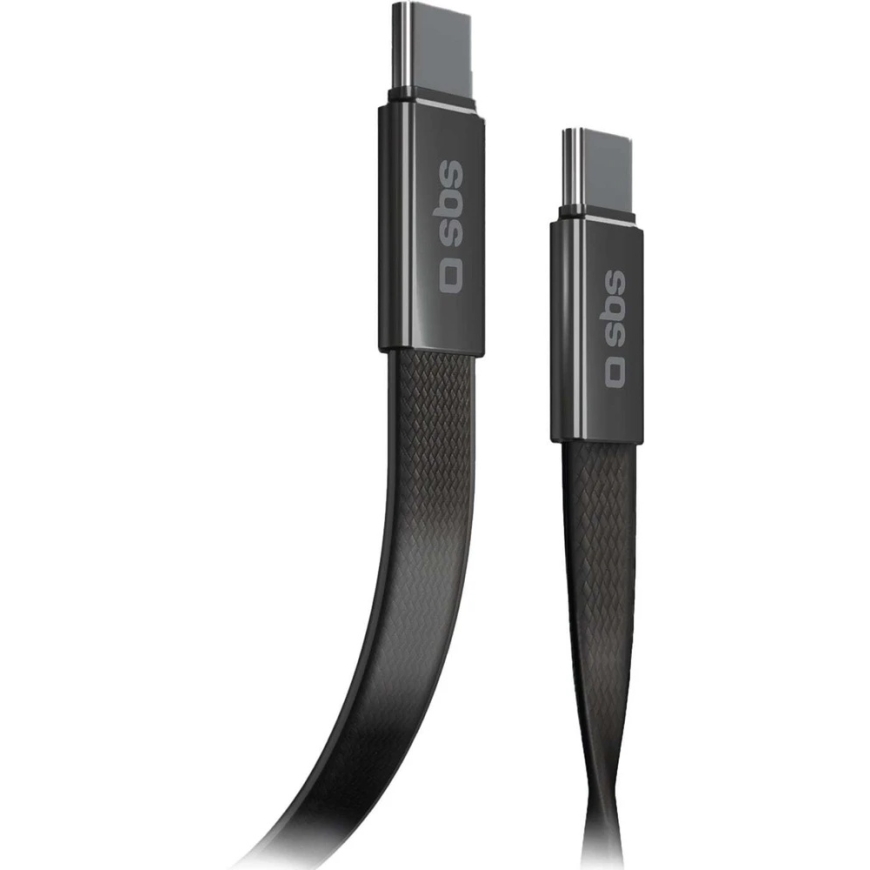 SBS USB-C/USB-C Cable, 60 W, 1 m, Flat Connector, Black – 2
