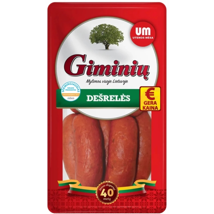 Utenos Mesa Karštai rūkytos Giminių dešrelės, I r., 800g