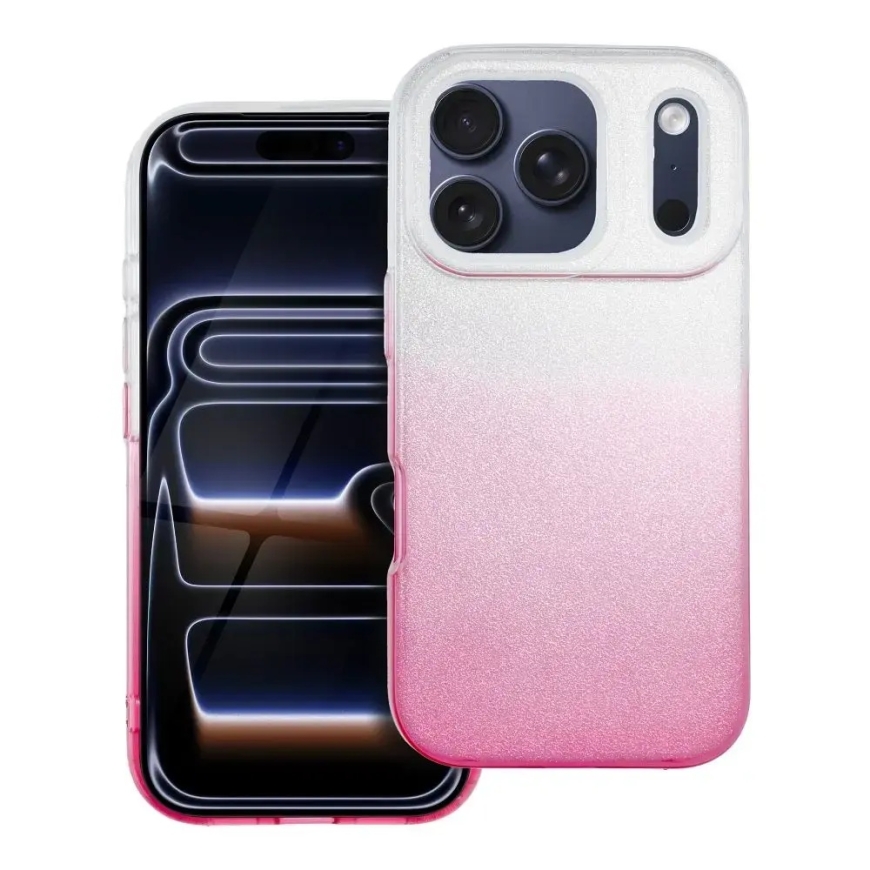 Kuori iPhone 17 Pro / 18 Pro kiiltävän läpinäkyvän vaaleanpunaisen