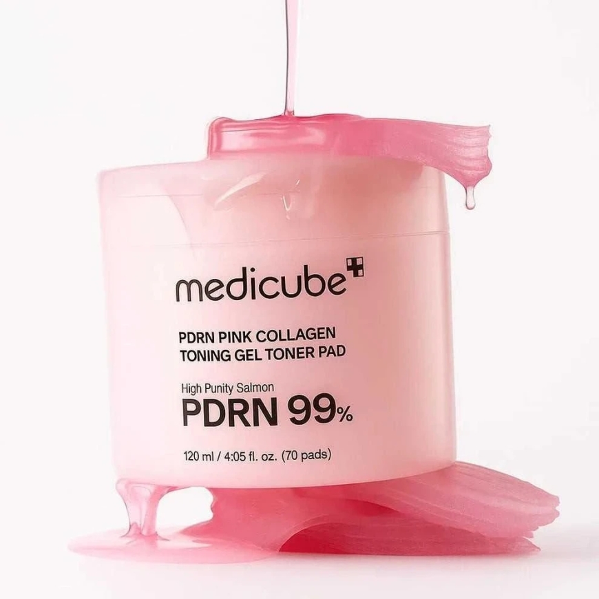 Medicube PDRN Pink Collagen Toning Gel Toner Pad очищающие подушечки с PDRN, 120 мл/70 шт – 3