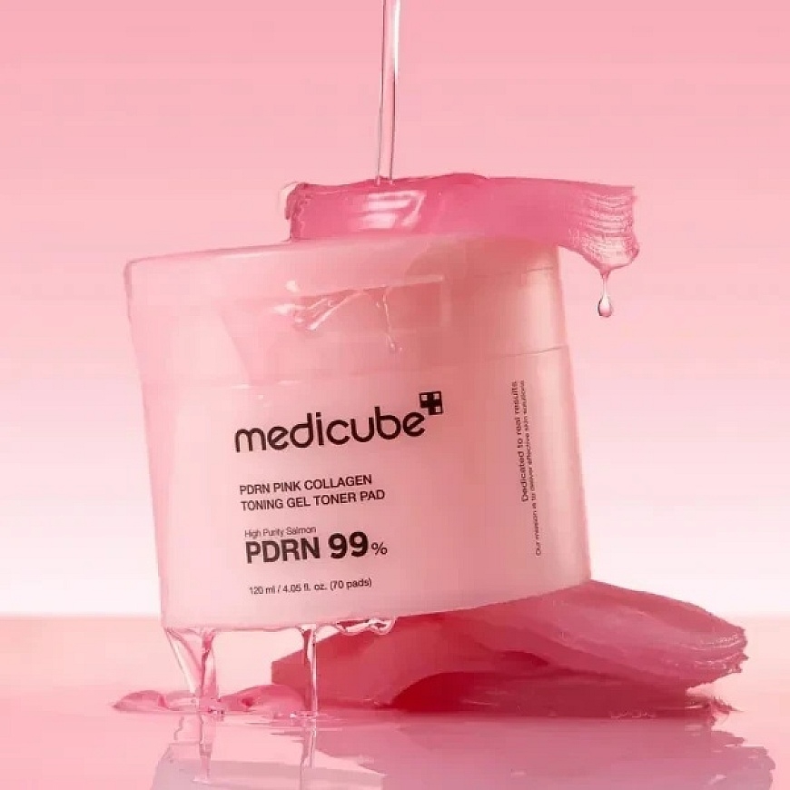 Medicube PDRN Pink Collagen Toning Gel Toner Pad cleansing pads with PDRN, 120 ml/70 pcs – 4