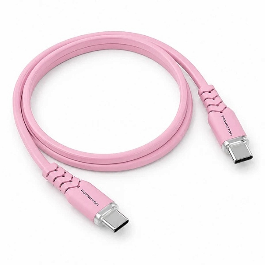 Powerton ENERGY PASTEL EDITION USB-C kabelis, 60 W, 1 m, silikons, rozā