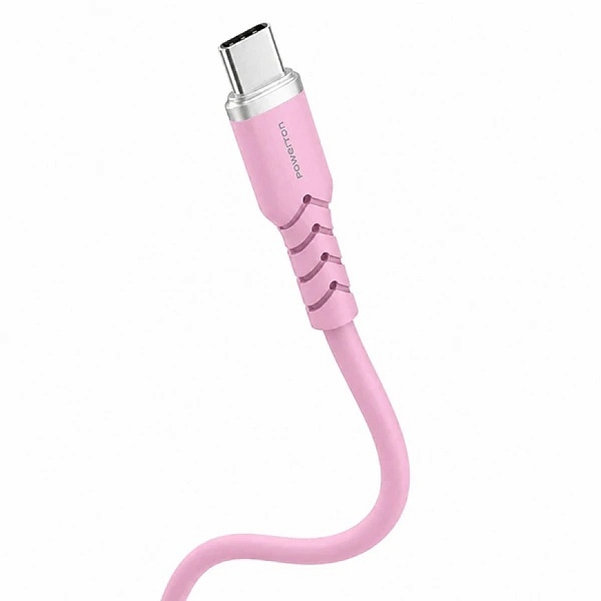 Powerton ENERGY PASTEL EDITION USB-C kabelis, 60 W, 1 m, silikoninis, rožinis – 2