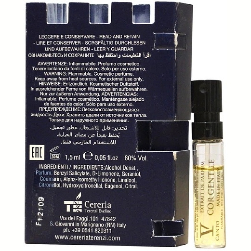 V Canto, Cor Gentile, Extrait De Parfum, Unisex, 1.5 ml *ampulli