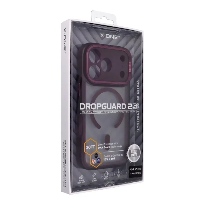 X-ONE Dropguard 2S yhteensopiva MagSafen kanssa iPhone 18 Pro / 17 Pro tummakirsikkana – 2