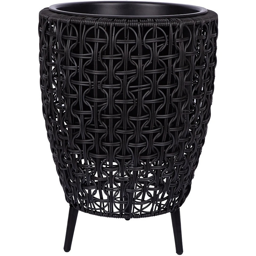 Home4You Planter WICKER 38x38xH54cm, black – 2