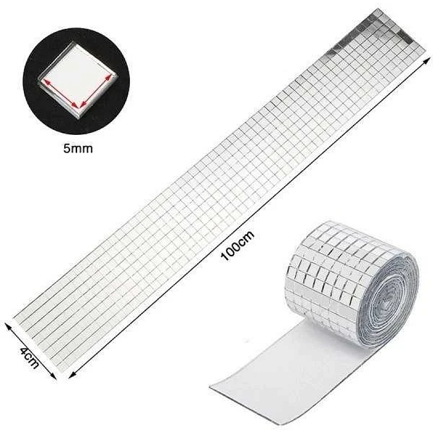 OEM Hopeinen Lasimosaiikki - Rulla 100x4cm 1mm - 3D Liimattava Mosaiikkitarra – 3