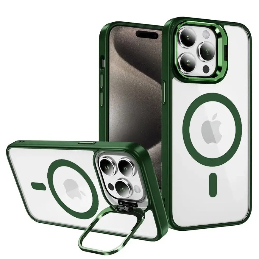 Tel Protect Kickstand -puhelinranneke, jossa on teline ja MagSafe-tuki iPhone 11 Pro Max:lle, vihreä