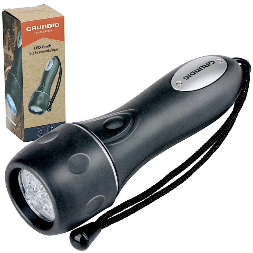 GRUNDIG 3 LED 16 cm rokas LED lukturis, barots ar 2 AA baterijām