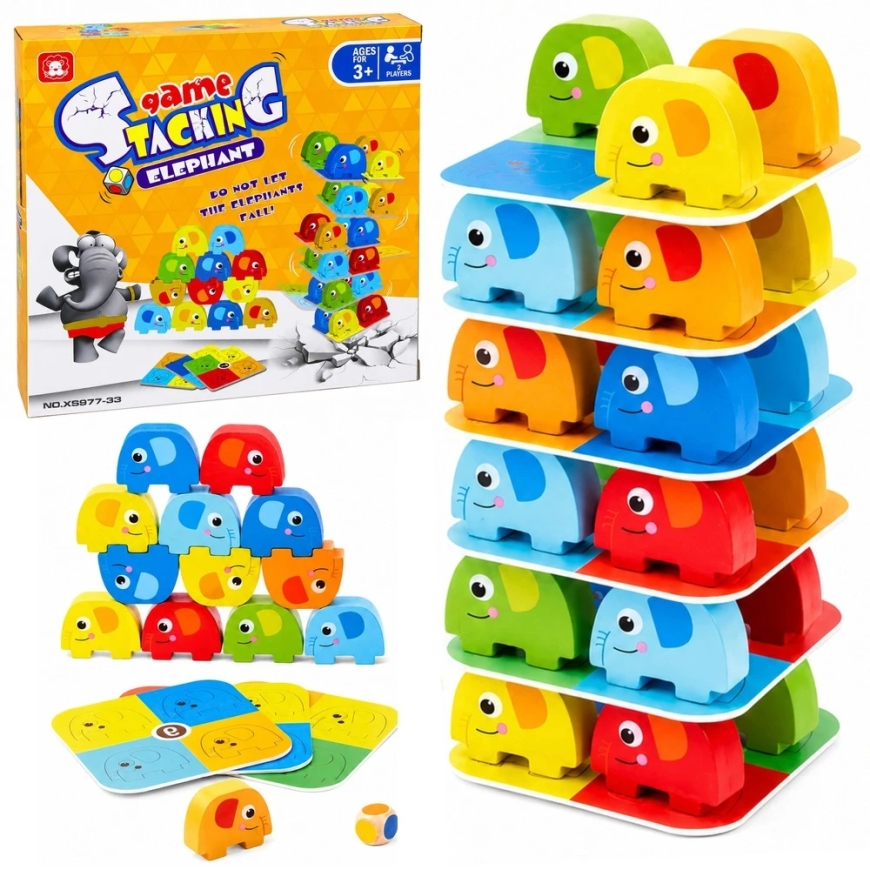 Lean Toys Prasmju spēle Balansējošie ziloņi 46 gab.