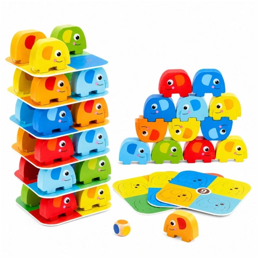 Lean Toys Prasmju spēle Balansējošie ziloņi 46 gab. – 4