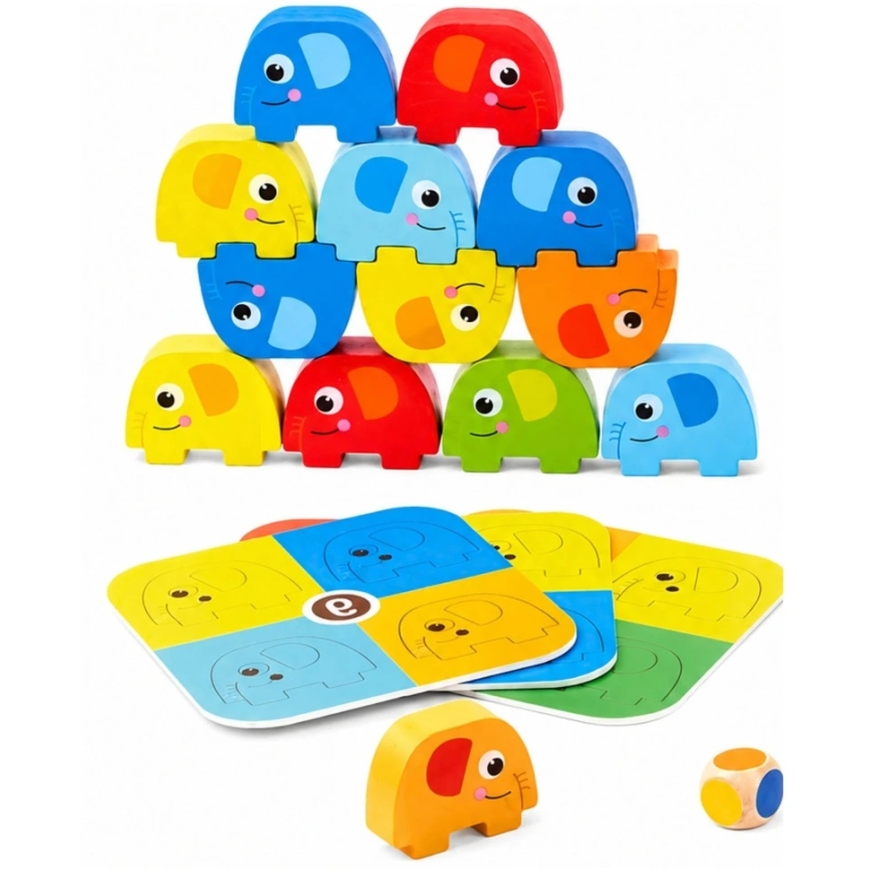 Lean Toys Prasmju spēle Balansējošie ziloņi 46 gab. – 5