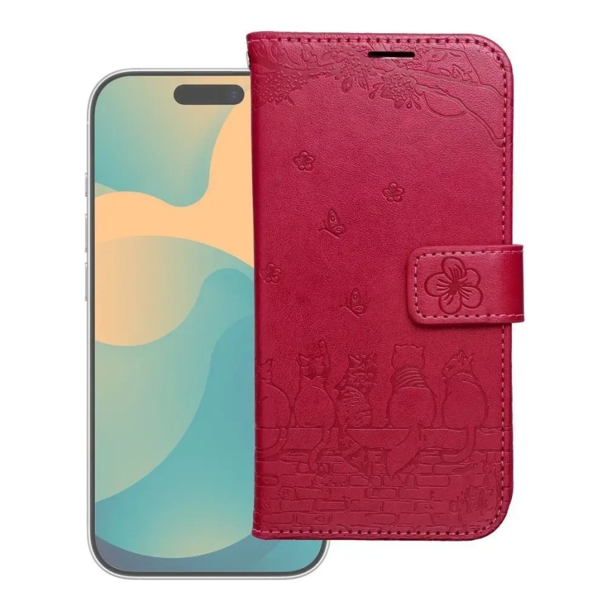 MEZZO cats book type phone case for iPhone 17 Pro red (cat)