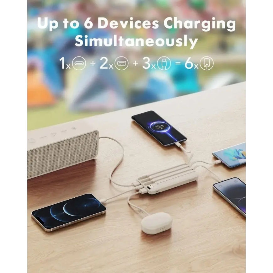 Charmast W2065 ārējais akumulators (powerbank) | 20 000 mAh | 22.5W | PD | USB-A, USB-C, Lightning, Micro USB | balts – 2