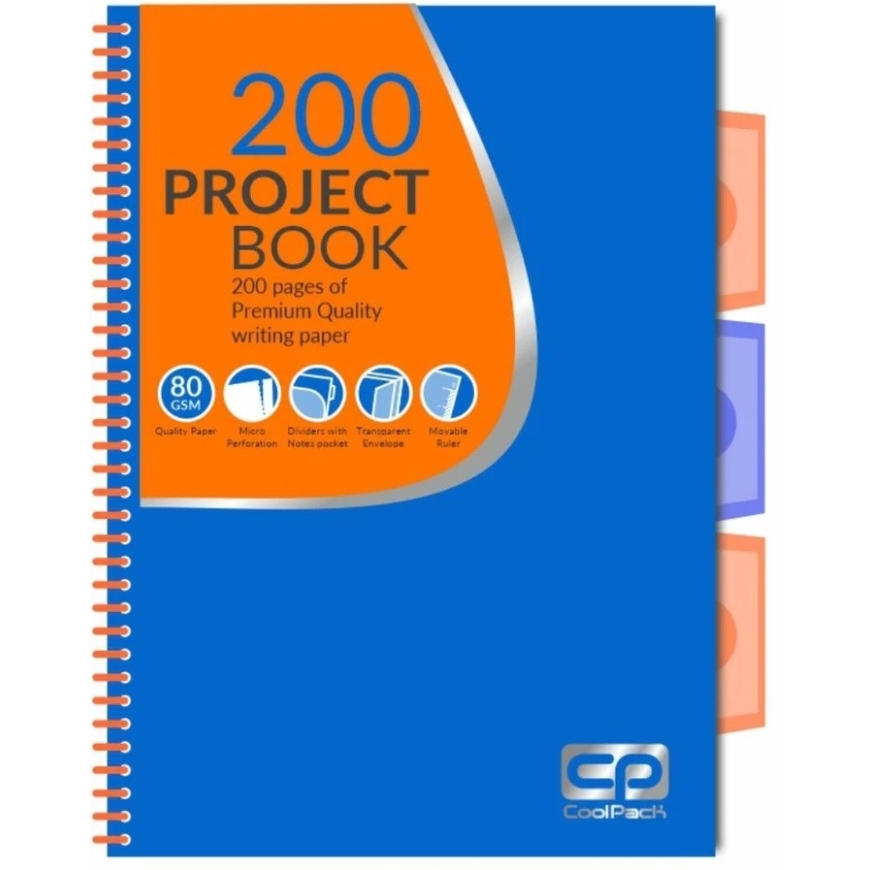 PATIO JUMPER NEON Notebook, checkered, with spiral, A5, 200 pages, blue color – 2