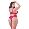 Cottelli Curves Rintaliivit ja Punaiset Alushousut 2XL Cottelli Curves Rintaliivit ja Punaiset Alushousut 2XL