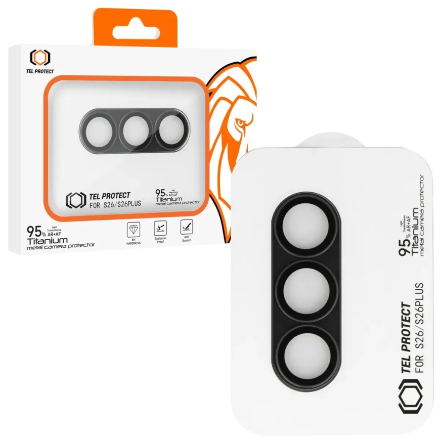 Tel Protect 95% AR+AF Full Metal kameras aizsargstikls telefonam Samsung Galaxy S26 (S942) | Galaxy S26+ (S947) melns