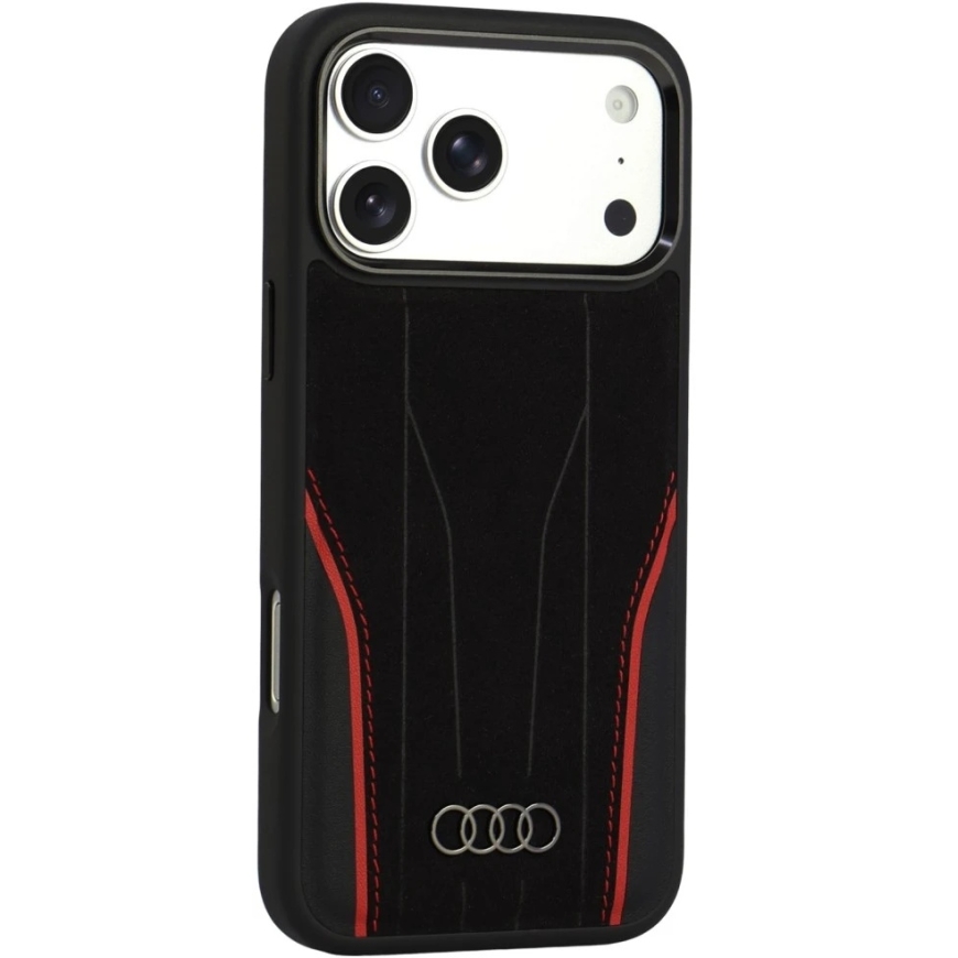Audi R8 natural leather MagSafe case iPhone 18 Pro Max / 17 Pro Max - black and red – 3