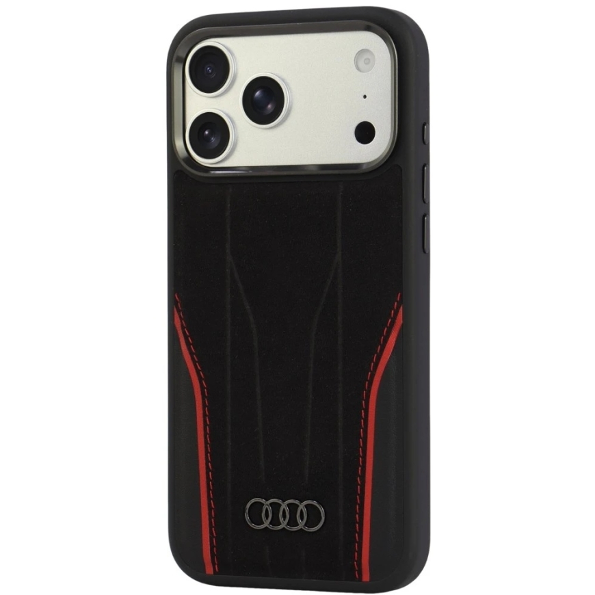 Audi R8 naturaalsest nahast MagSafe kate iPhone 18 Pro Max / 17 Pro Max - must ja punane – 4
