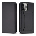 Magnet Card Case raamatutüüpi telefoni ümbris alusega iPhone 14 must Magnet Card Case raamatutüüpi telefoni ümbris alusega iPhone 14 must