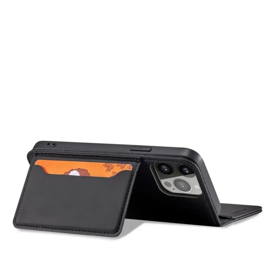Magnet Card Case knyginio tipo telefono dėklas su stovu iPhone 14 juodas – 5