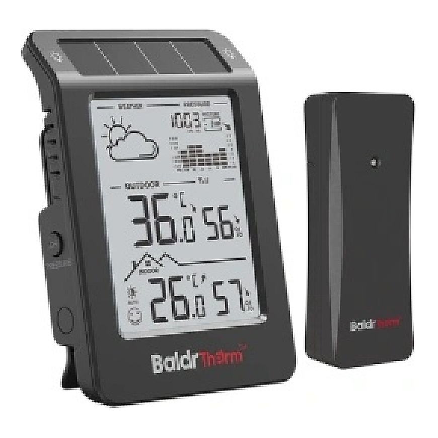 BALDRTHERM B0596WT2H2P-V1 Päikeseenergial töötav ilmapost (Must) – 2