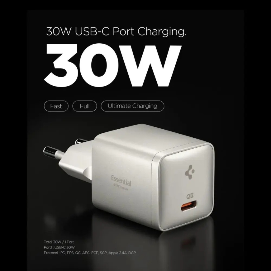 Spigen EE301EU-GAN matkalaite | 30W | GaN | USB-C | harmaa – 2