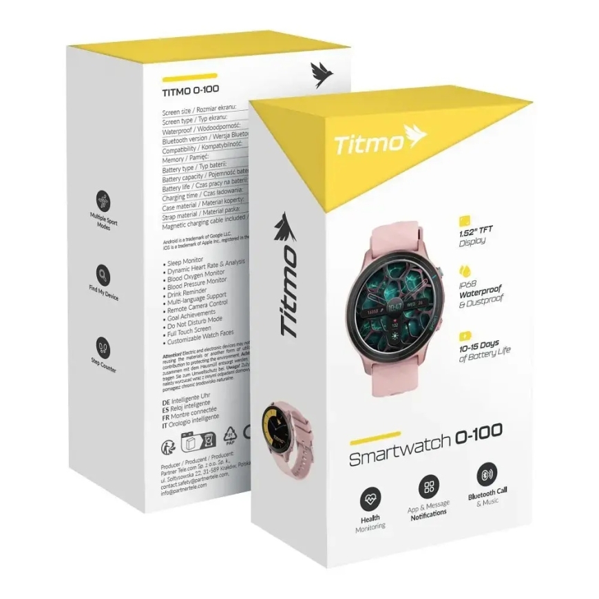Smartwatch TITMO O-100 (TFT, bluetooth call) pink – 3