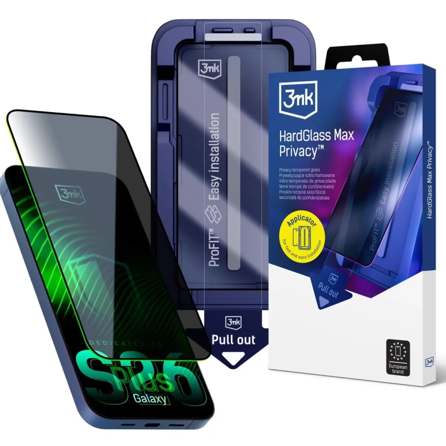 Защитное стекло 3mk HardGlass Max Privacy для Galaxy S26+ (эффект приватности) с аппликатором
