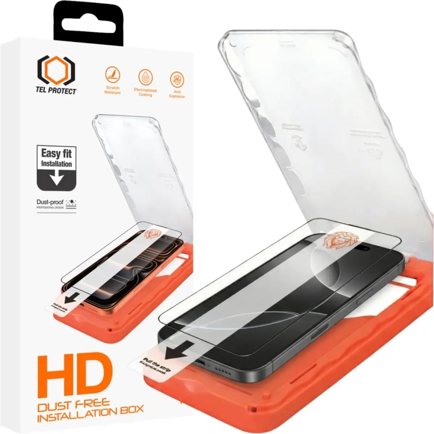 Tel Protect Dust-Free Easy Fit HD Titan tempered glass for phone iPhone 15 Pro