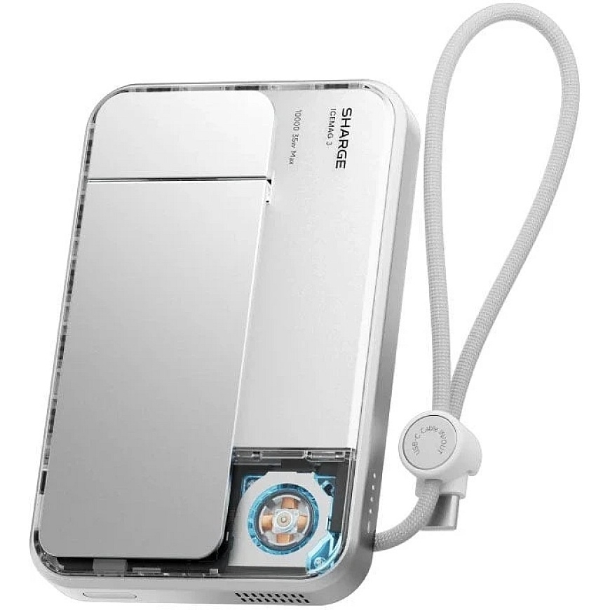 Rayovac SHARGE ICEMAG 3 nešiojamasis įkroviklis, 10 000 mAh, 25 W Qi2, 35 W USB-C – baltas (YDD-SG-HW-JF3CX-BAI)