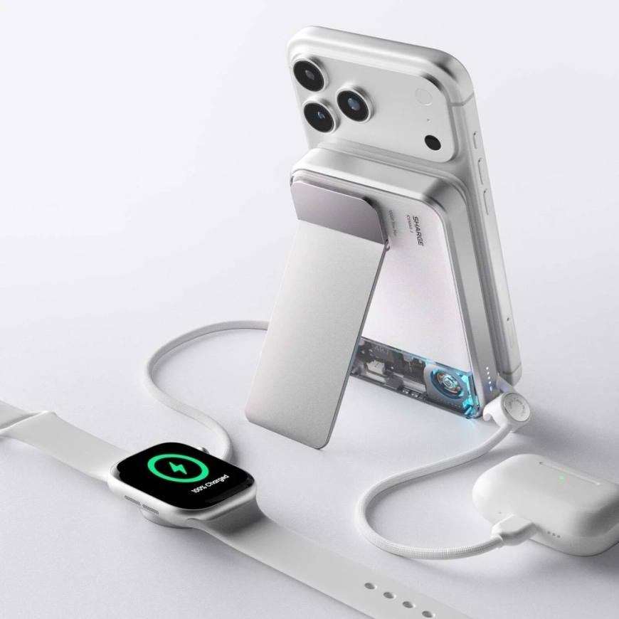 Rayovac SHARGE ICEMAG 3 nešiojamasis įkroviklis, 10 000 mAh, 25 W Qi2, 35 W USB-C – baltas (YDD-SG-HW-JF3CX-BAI) – 5