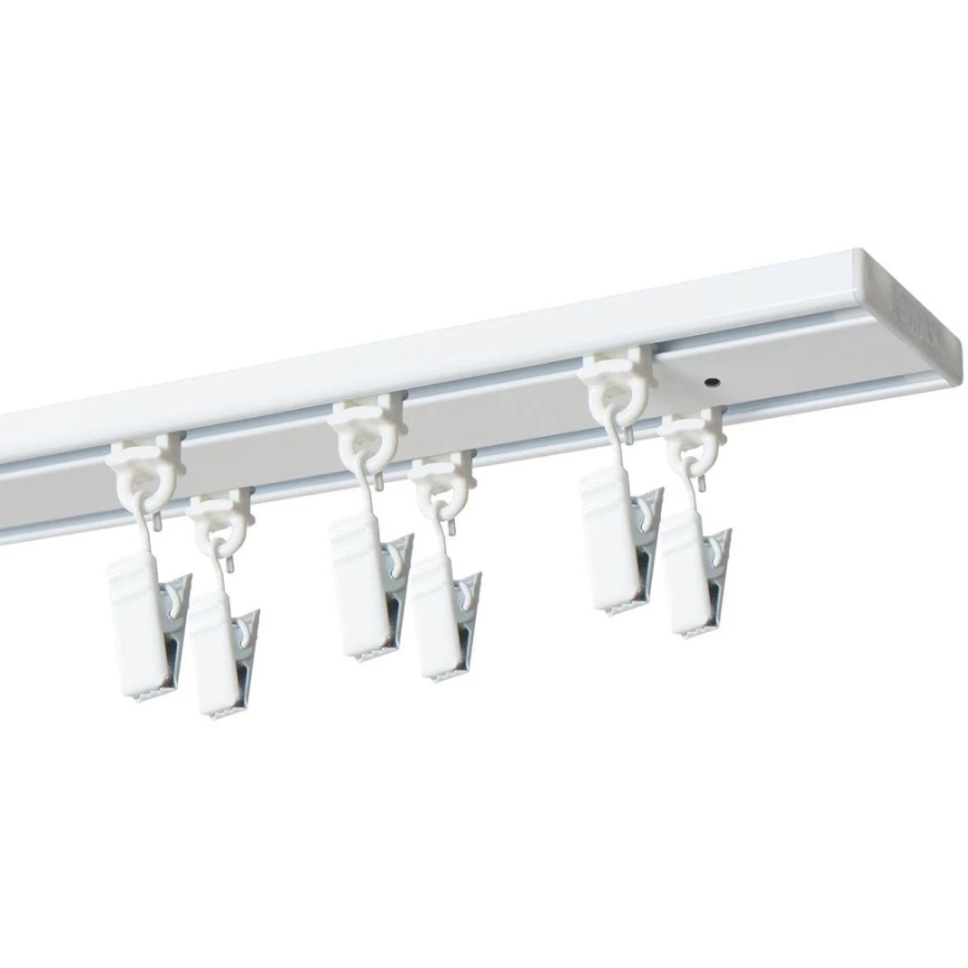 Decastyl Hanging Rail System with Sliders and Hooks 400 cm Aluminum White Double KOWALSKI