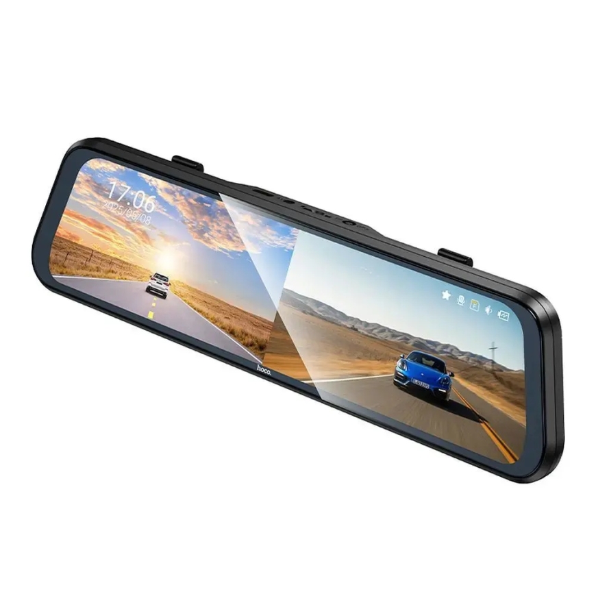 Dashcam for rearview mirror with a display 9,66" 1080p/30fps + rear camera 720p/30fps Hoco DV16 black – 4